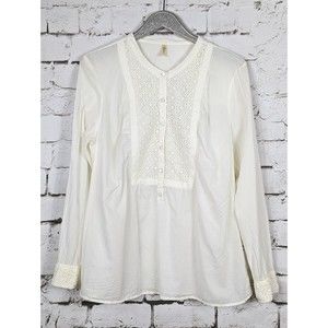 Vintage Old Navy Cream Embroidered Cotton Blouse XXL
